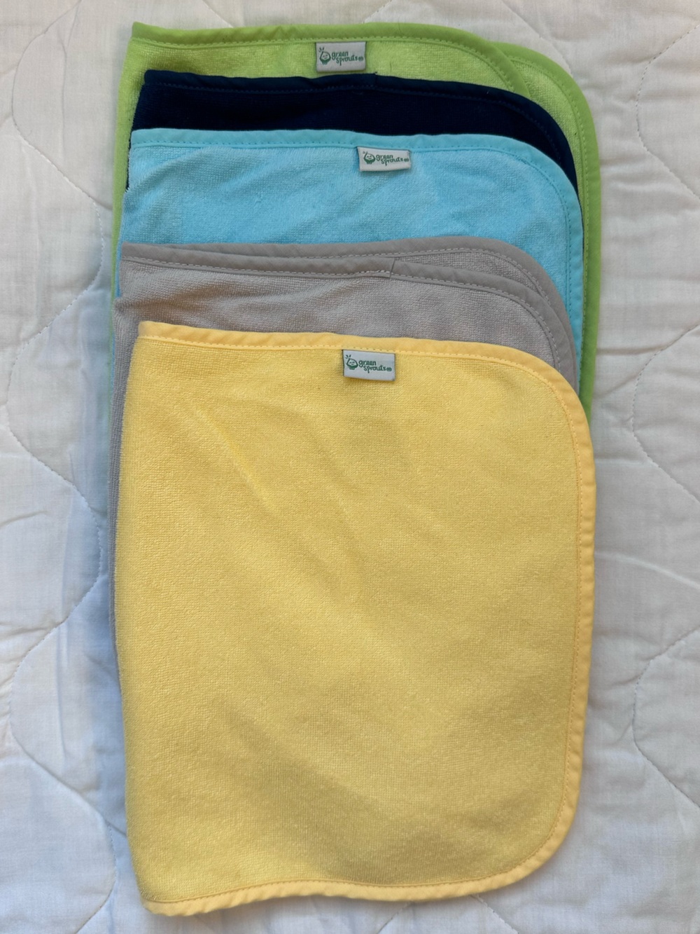Green Sprouts Baby Burp Cloths - Yellow, Gray, Blue, Navy & Green